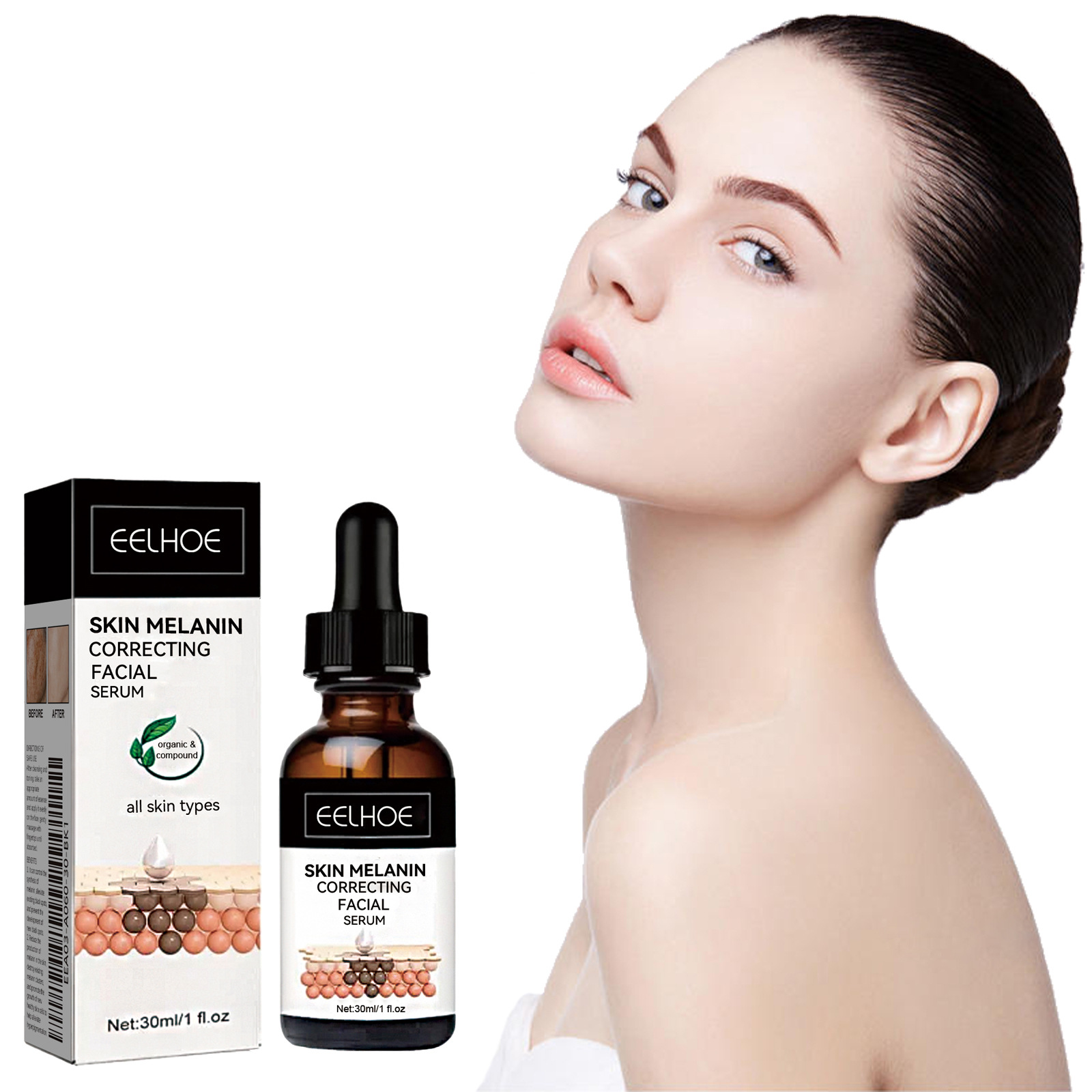 Private Label Body Melanin Correction Serum Moisturizing Firming Brightening Pigmentation Reducing Black Spot Fading Home Use