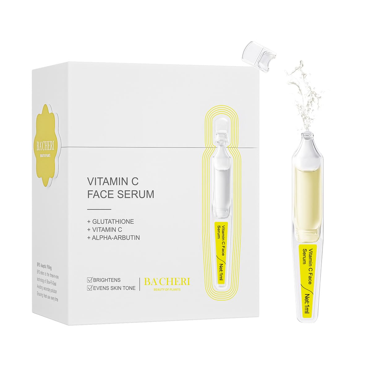Private Label Alpha Arbutin Brightening Whitening Skin Care Stem Cell Face Vitamin C Face Serum Ampoule for Travel