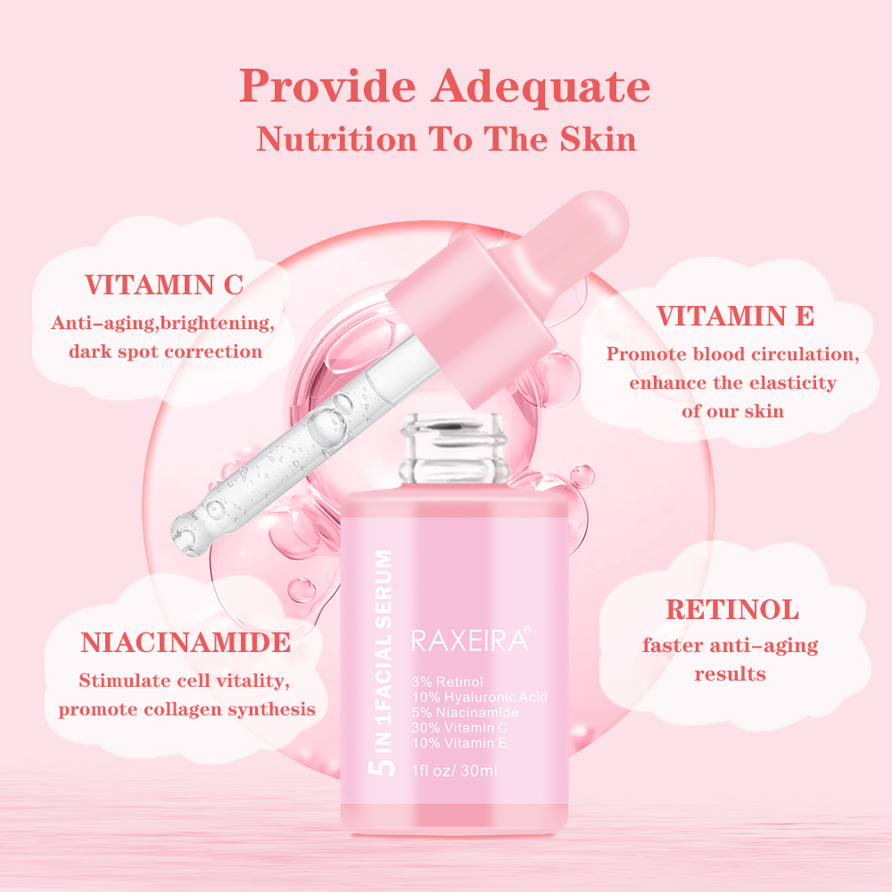 Wholesale Face Serum Hyaluronic Acid 10% Facial Niacinamide 5% Whitening Collagen 5% Vitamin C 30% 5 In 1 Skin Care Serum