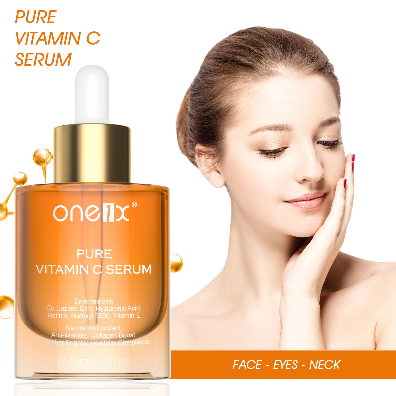 ONE1X High Quality Facial Skin Care Vitamin C Serum Hydrating Nourishing Anti Wrinkle Skin Smoother Brighter Face Serum