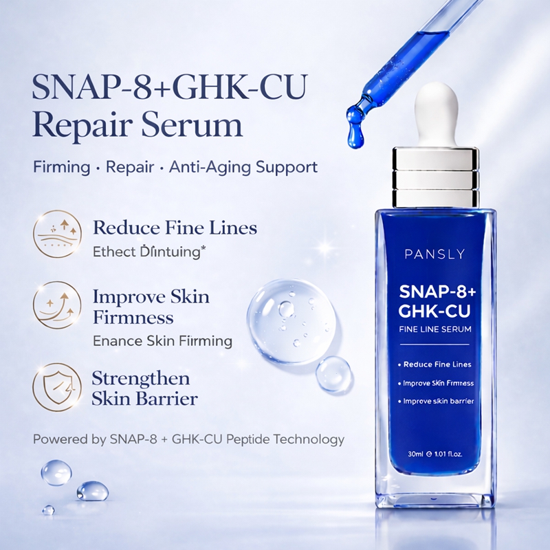 Private Label GHK-CU SNAP-8 Copper Peptide Anti Wrinkle Face Serum Firming Hydrating Barrier Repair Facial Serum