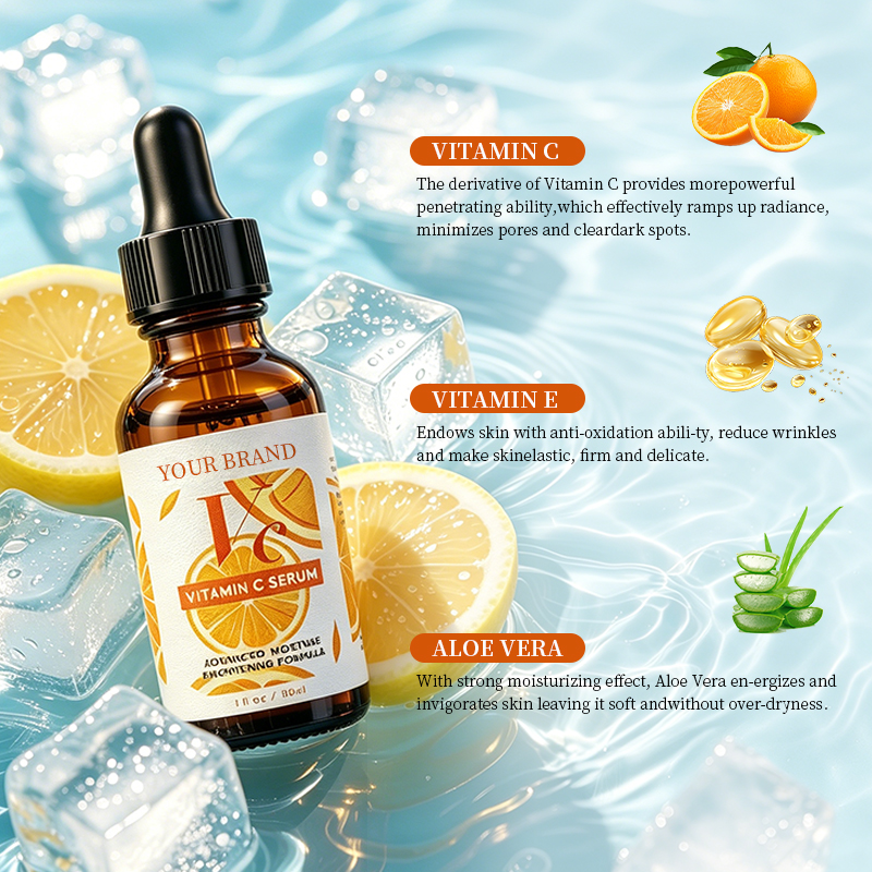 OEM ODM Custom New Product Vitamin C VC Facial Serum Cleansing Brightening Anti-Aging Anti-Wrinkle Dark Circles Spot Fading