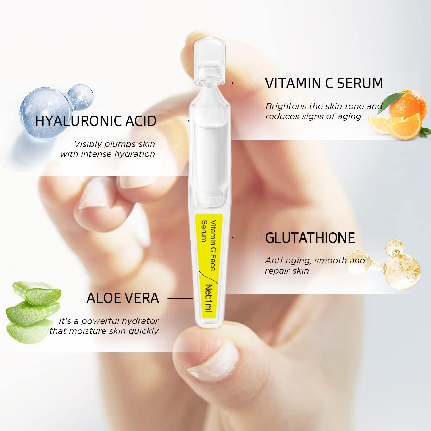 Private Label Alpha Arbutin Brightening Whitening Skin Care Stem Cell Face Vitamin C Face Serum Ampoule for Travel