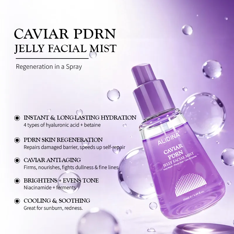 OEM Caviar Jelly Serum Mist Hydrating Revitalizing Face Spray Firming Skin Fade Fine Lines Improve Dull Brightening Facial Serum