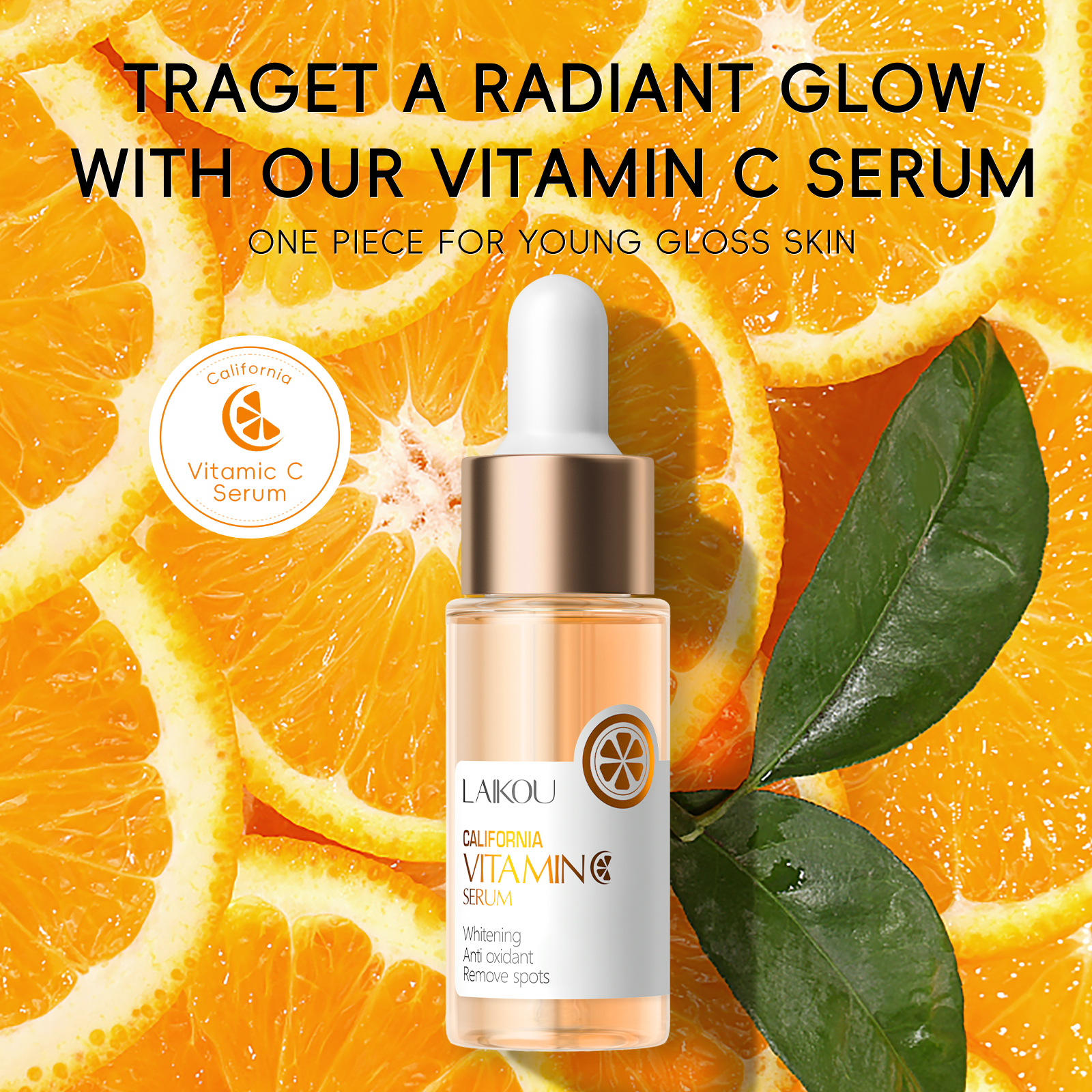 LAIKOU Hot Sale Face Care Serum Beauty Facial Vitamin C Brightening Serum With Vitamin E Hyaluronic Acid Serum for Face