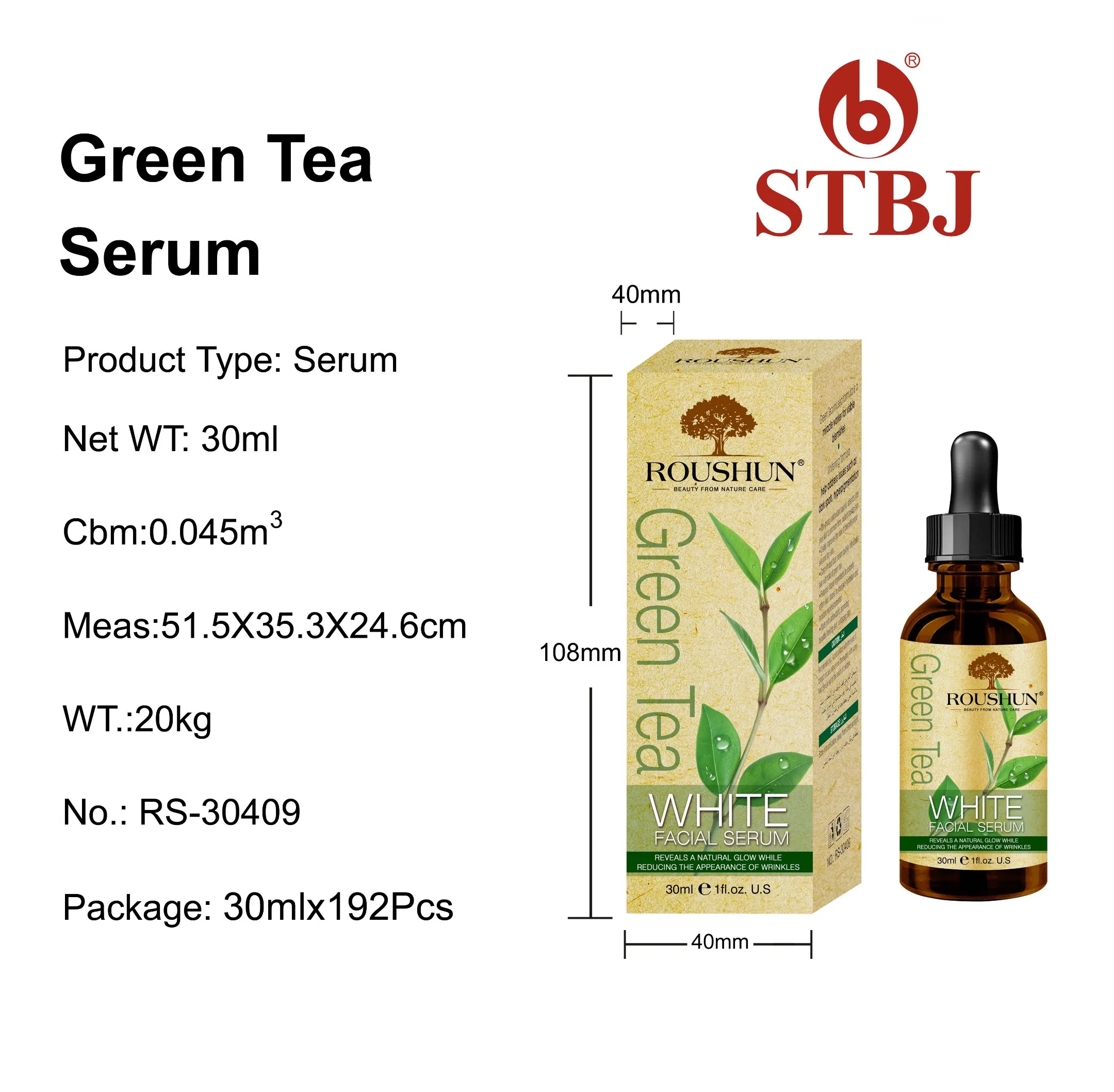 Roushun Oil Control and Brightening Antioxidation Face Serum with Green Tea Oil