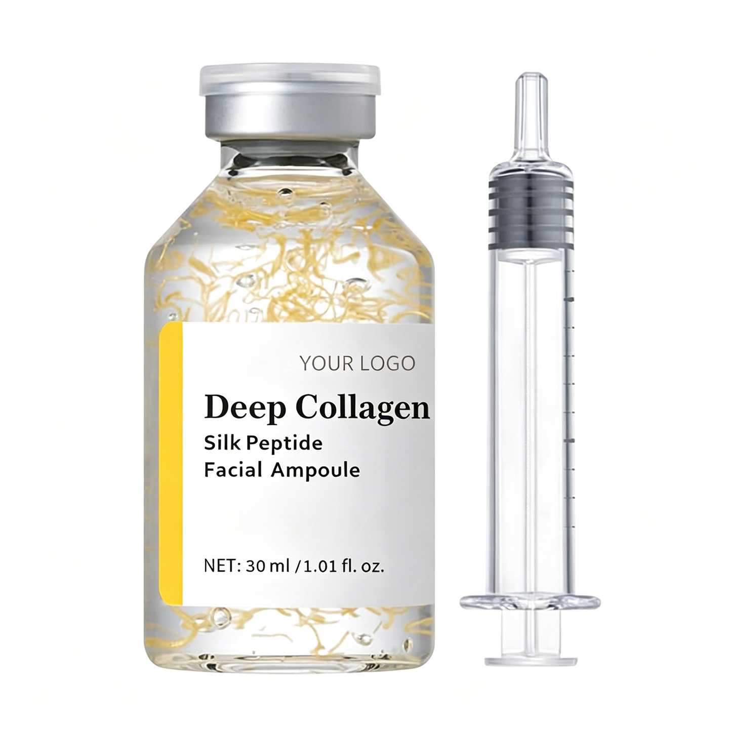 OEM ODM Collagen Silk Peptide Ampoule 30ml Hydrating Firming Brightening Improves Skin Texture Skincare Facial Serum