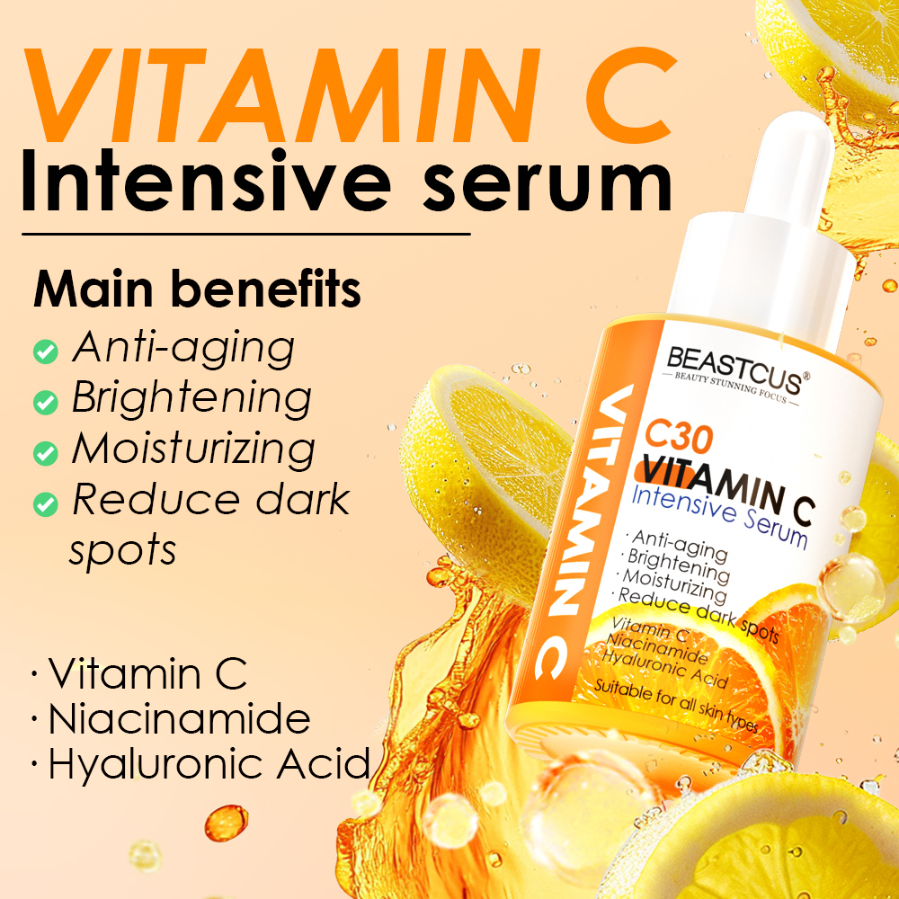 [NEW] Private Label Skincare Skin Whitening Facial Serum for Face Dark Spots Remover Hyaluronic Acid Niacinamide Vitamin C Serum