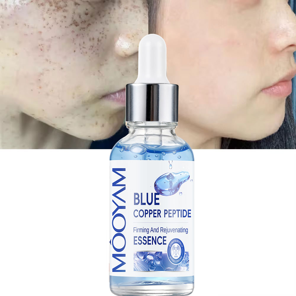 Private Label Facial Serum Tightening Repairing Collagen Boosting Blue Copper Peptide Serum With Hyaluronic Acid