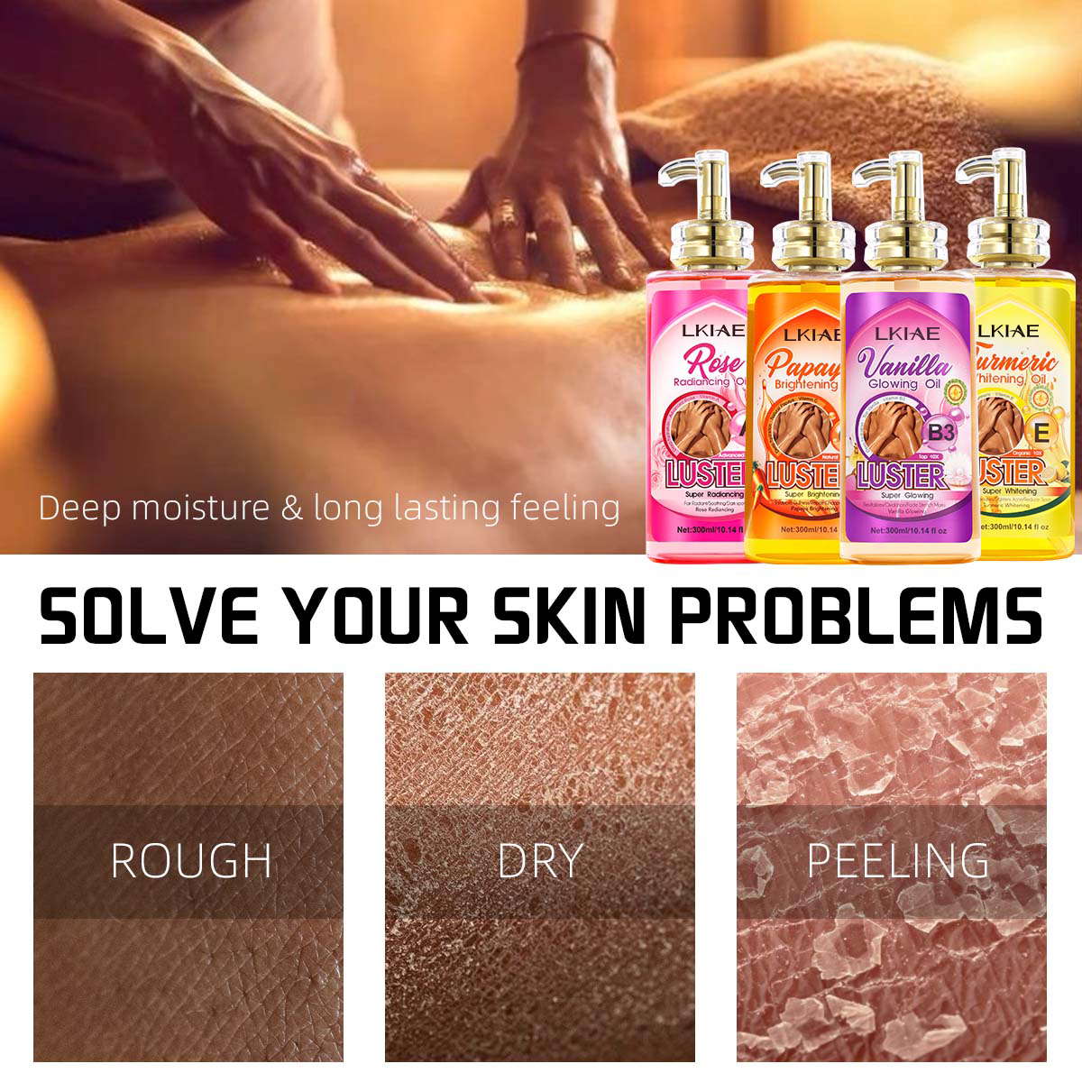 LKIAE Natural Organic Vitamin C E Firming Lightweight Serum Repair Acne Spots Deep Glowing Brightening Whitening Body Oil