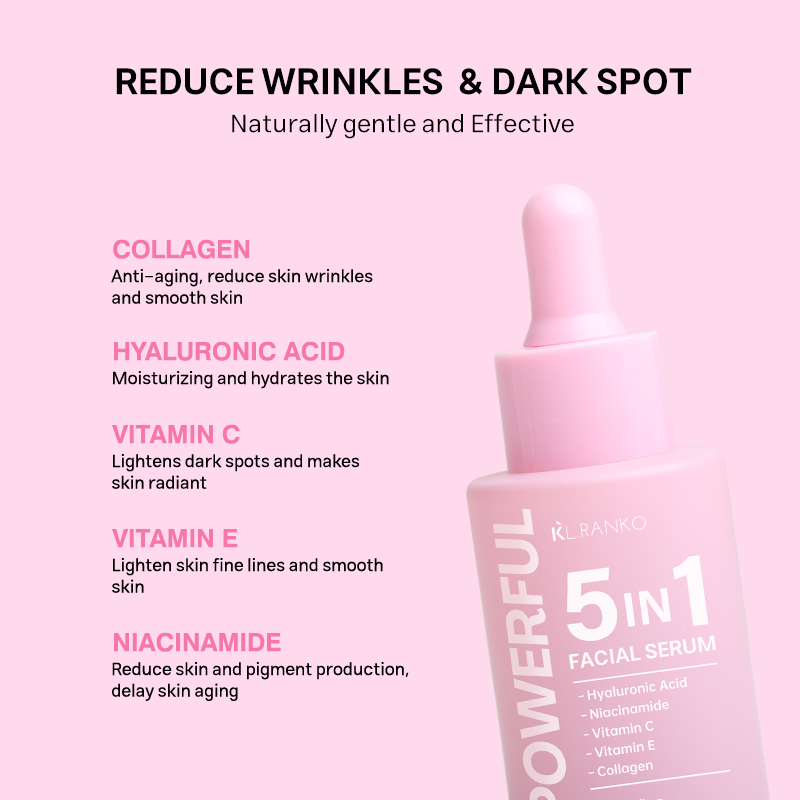 Wholesale Powerful 5 in 1 Facial Serum Vitamin C Niacinamide Collagen Ampoule Anti Wrinkle Whitening Hydration Face Serum