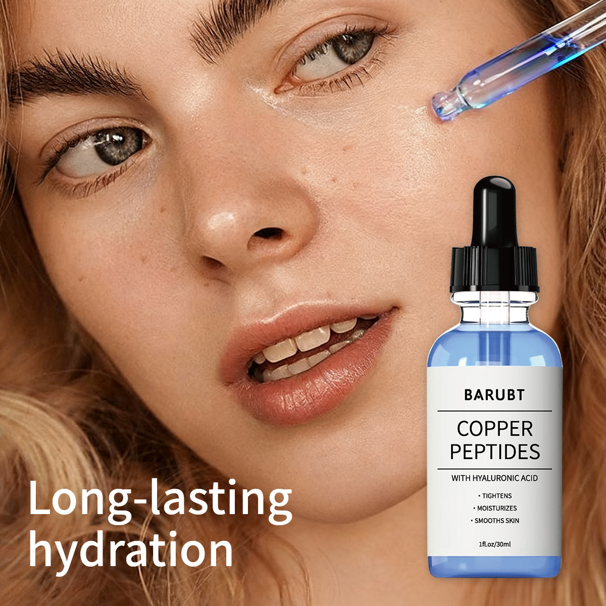 Wholesale Private Label Facial Serum Tightening Repairing Collagen Boosting Ghkcu Blue Copper Peptide Serum with Hyaluronic Acid