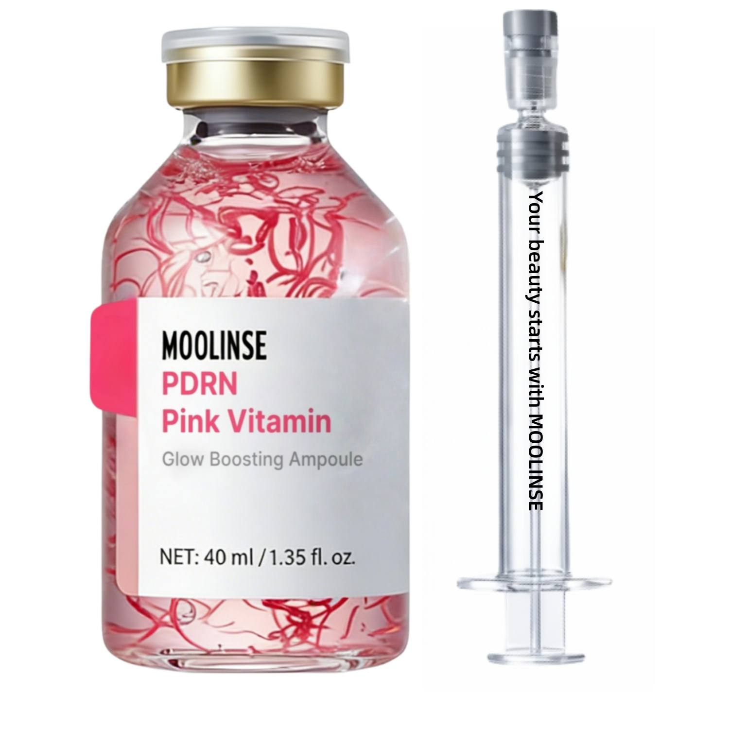MOOLINSE Collagen Peptide Copper Peptides PDRN Vitamin B12 Glow Boosting Serum 10 Hyaluronic Acid | Korean Skincare OEM 40ml