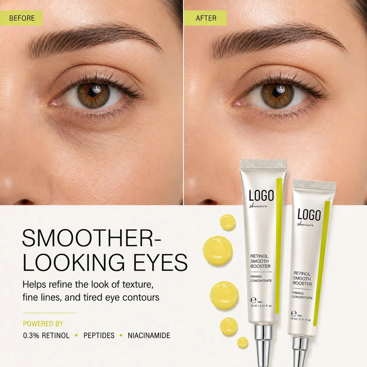 Fatazen Firm Eye Contours Smooths Anti-Aging Refines Skin Texture Comforting Night Care Nano Peptide Retinol Smooth Booster Eye Serum