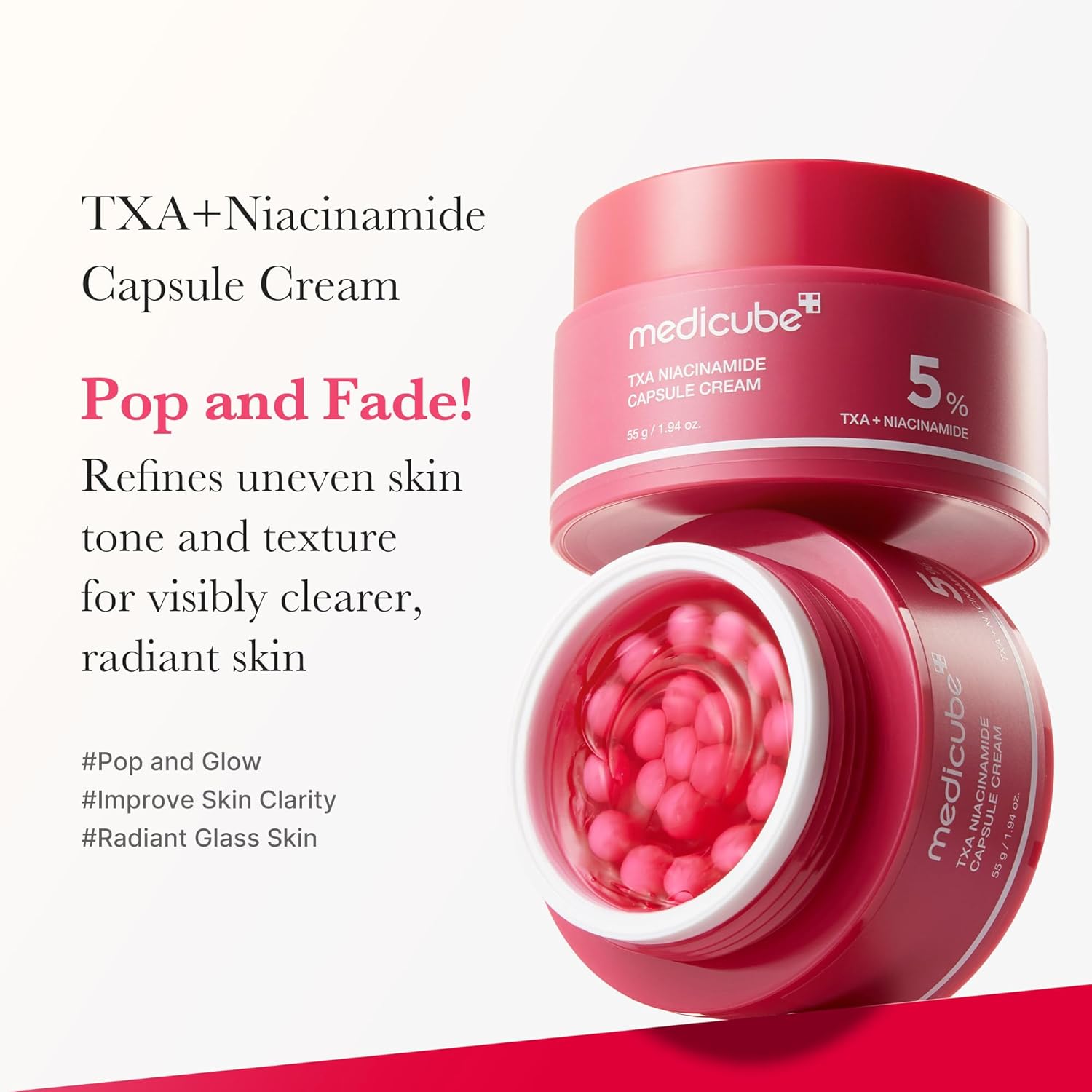 Medicube TXA + Niacinamide &amp; Vitamin C Squalene Night Cream Dual Radiance Moisturizer for Even Skin Tone Texture &amp; Hydration
