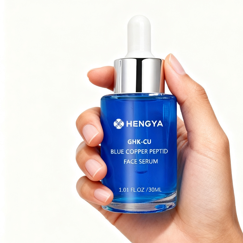 Customize Logo Anti-Aging Whitening Ghk-cu Collagen Liquid Face Serum Blue Copper Peptides Skincare Lifting Booster