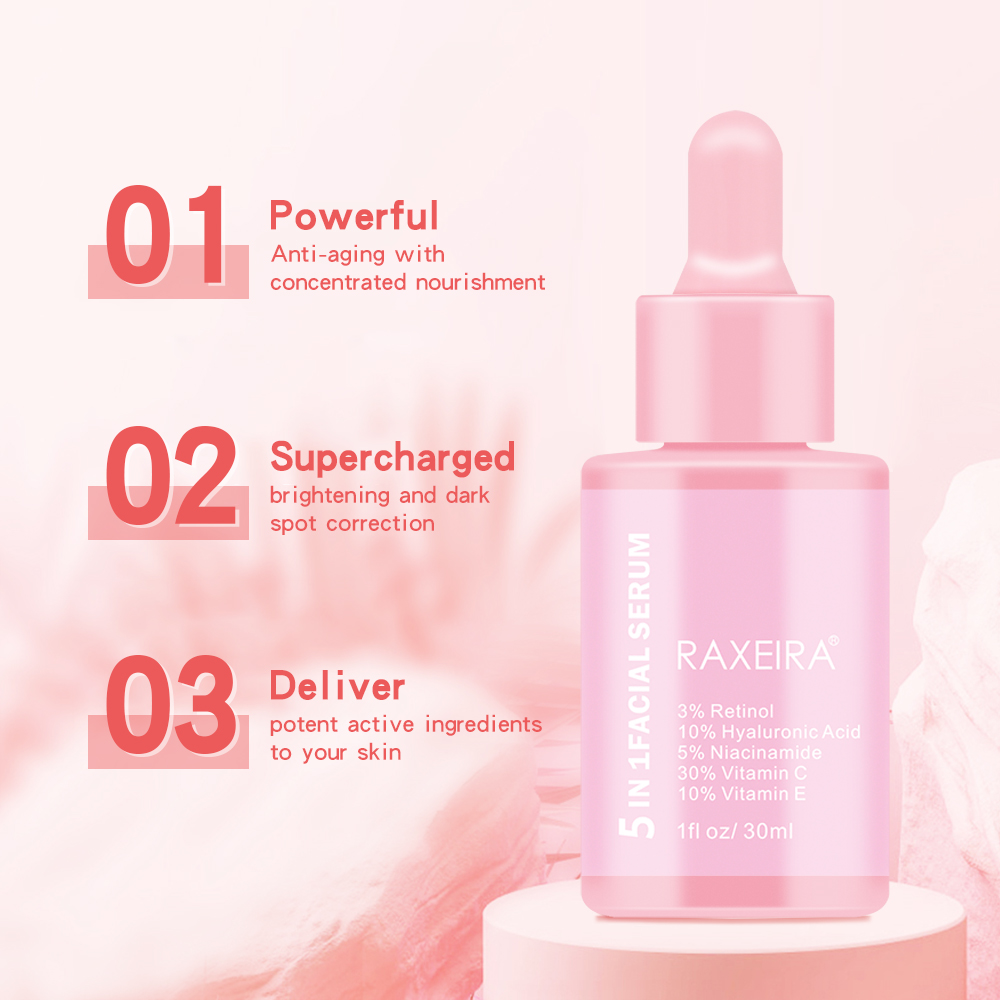 Wholesale Face Serum Hyaluronic Acid 10% Facial Niacinamide 5% Whitening Collagen 5% Vitamin C 30% 5 In 1 Skin Care Serum