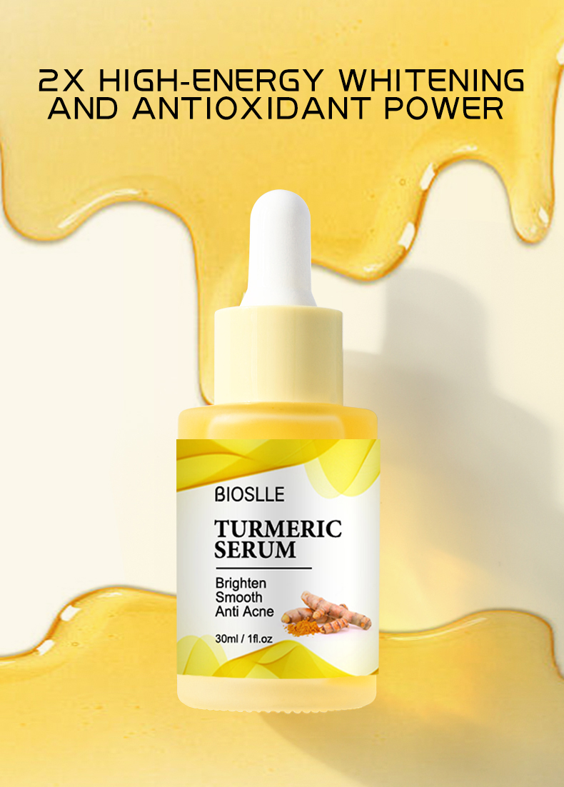 BIOSLLE Private Label Natural Anti Acne Wrinkle Whitening Vitamin C Skin Care Serum Face Turmeric Serum