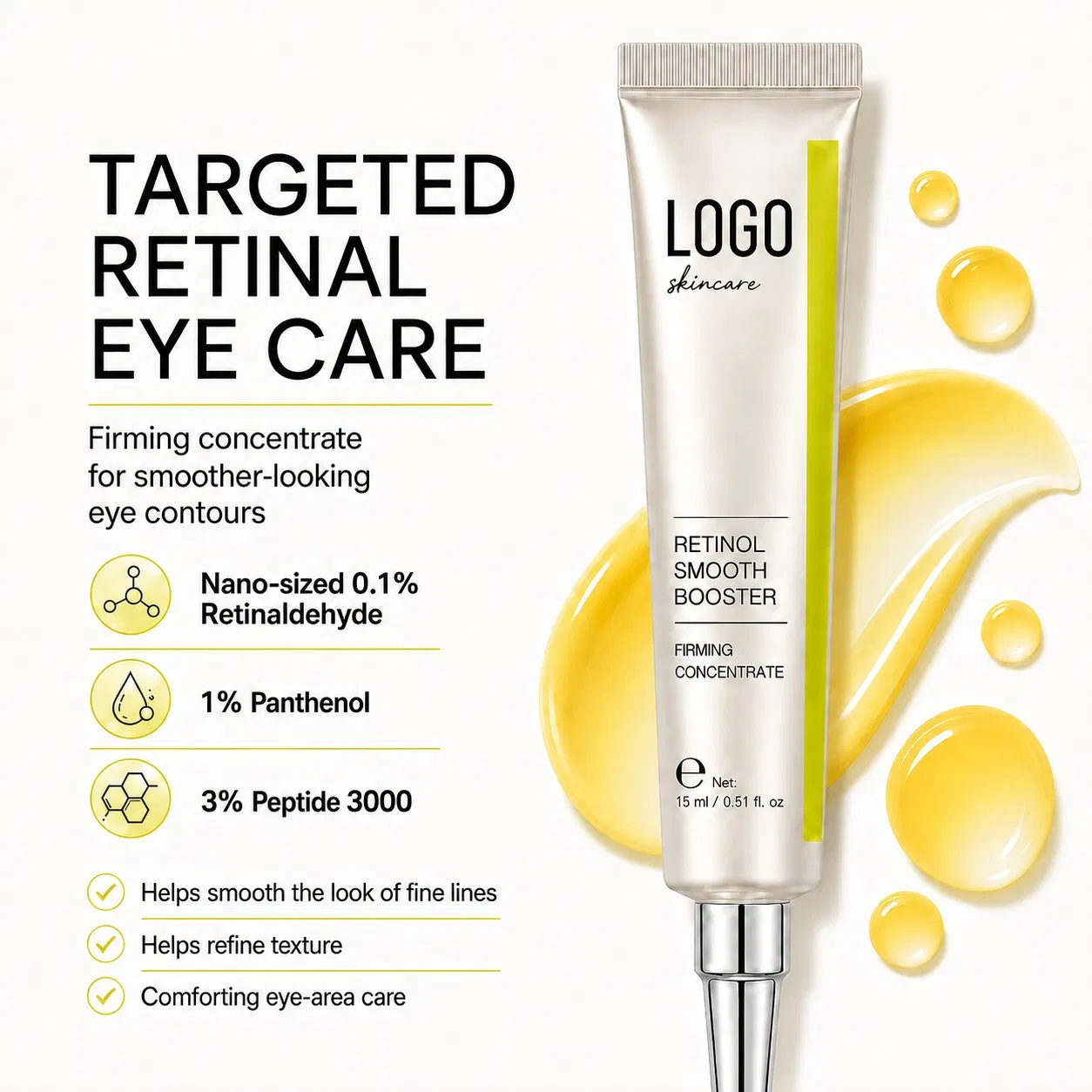 Fatazen Firm Eye Contours Smooths Anti-Aging Refines Skin Texture Comforting Night Care Nano Peptide Retinol Smooth Booster Eye Serum