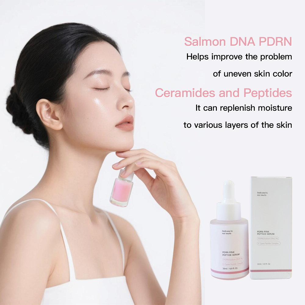 PDRN Salmon DNA Peptide Anti-Aging Anti-Wrinkle Whitening Liquid Serum with Vitamin C Hyaluronic Acid Glycerin 30ml