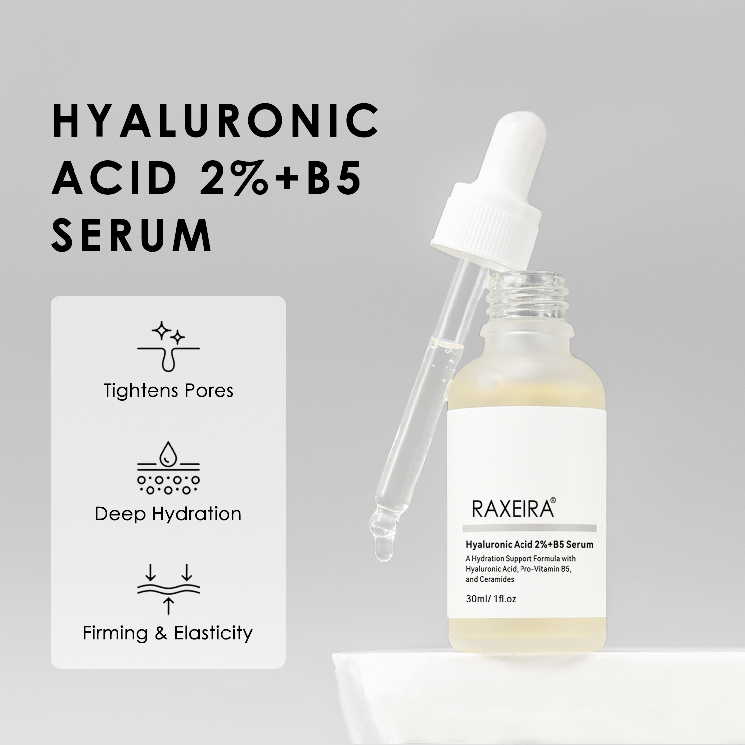 Wholesale Hot Selling Hyaluronic Acid Vitamin B5 Serum With Moisturizing Facial Skin Brightening Firming Serum 30ml