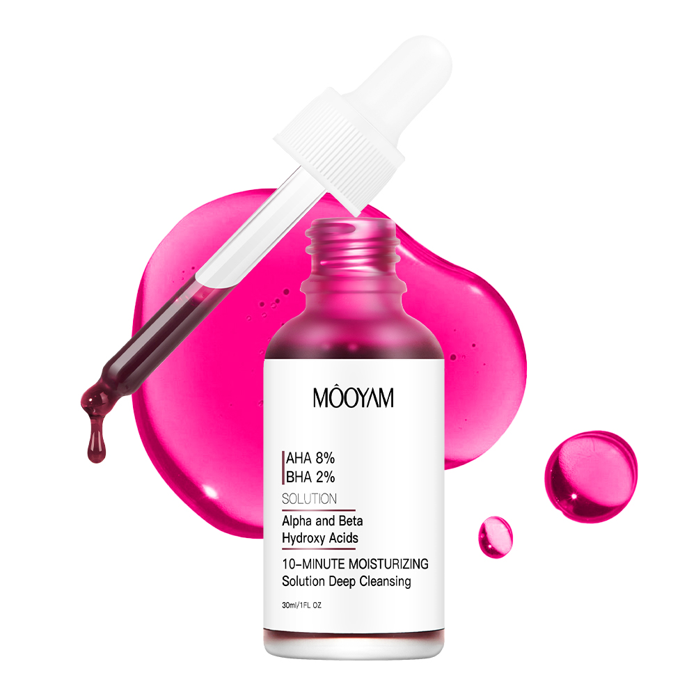 Hot Sale 10-minutes Exfoliating Solution Deep Peeling 8% AHA+ 2%BHA Face Serum Private Label OEM MOOYAM Beauty Facial Serum