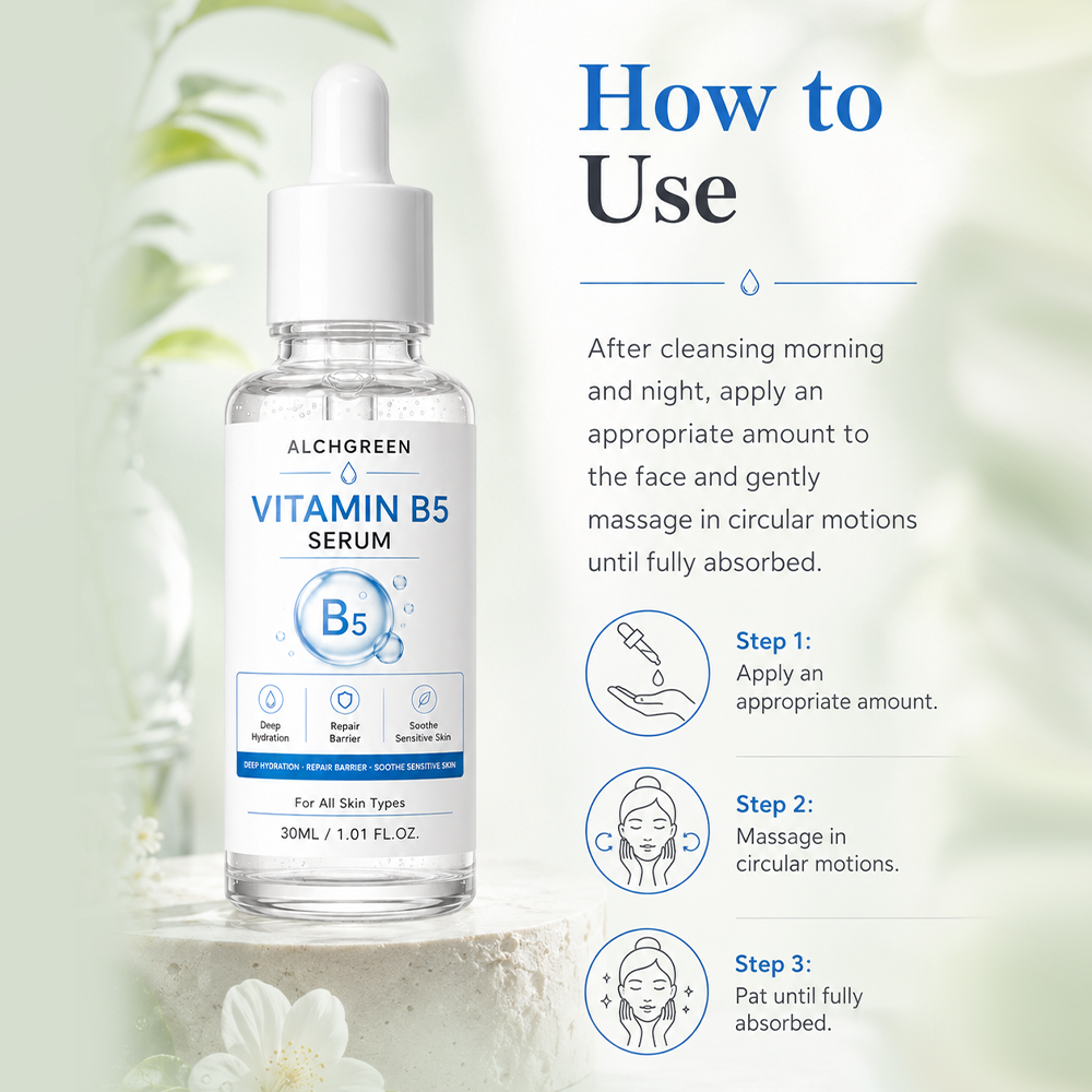 Private Label Gentle Facial Serum for Hydration and Barrier Repair Vitamin B5 Serum