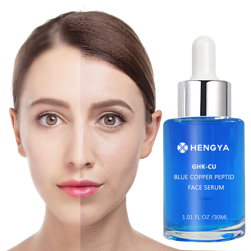 Customize Logo Anti-Aging Whitening Ghk-cu Collagen Liquid Face Serum Blue Copper Peptides Skincare Lifting Booster