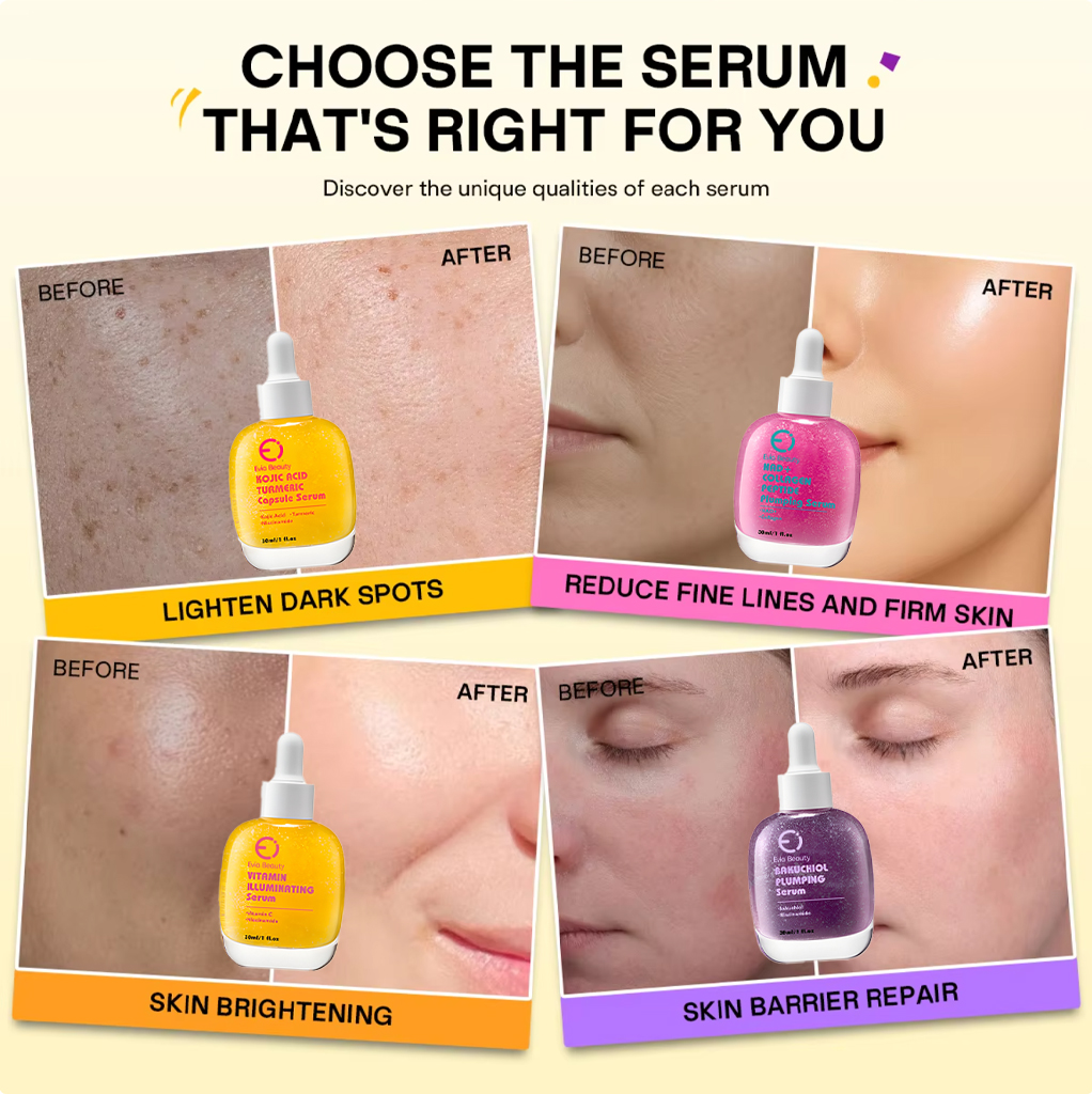 Private Label 4-Step Skincare Solution Set Anti-Aging Anti-Wrinkle Kojic Acid Turmeric Serum NAD+ Collagen Peptide Plumping