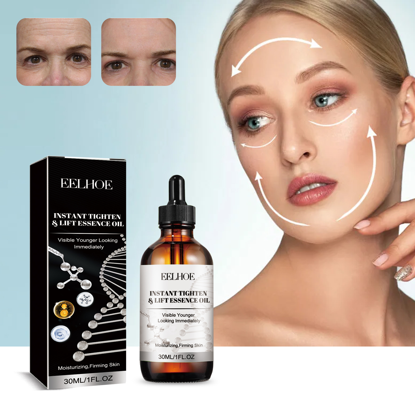 Firming Wrinkle Smoothing Instant Face Wrinkle Fading Moisturizing Skin Care Instant Facial Firming Lifting Essential Oil
