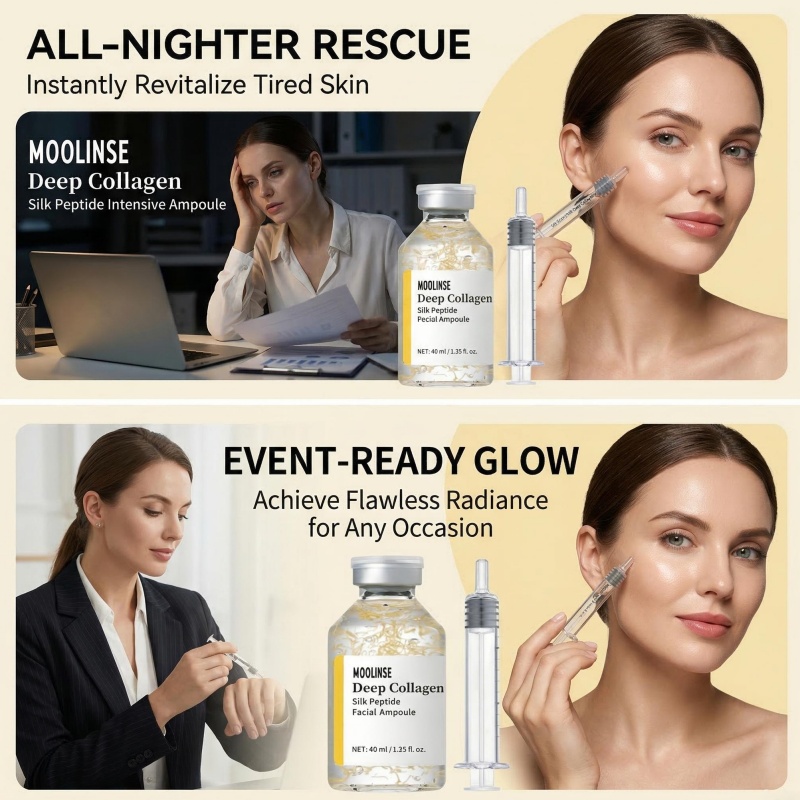 MOOLINSE Deep Collagen Silk Peptide Squalane Facial Ampoule Intensive Lifting Serum Anti-Aging Tightening Firming Hydration for