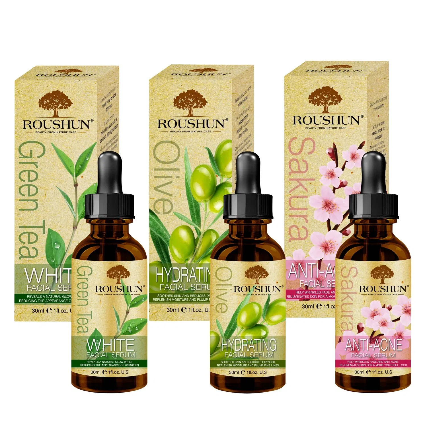Roushun Oil Control and Brightening Antioxidation Face Serum with Green Tea Oil