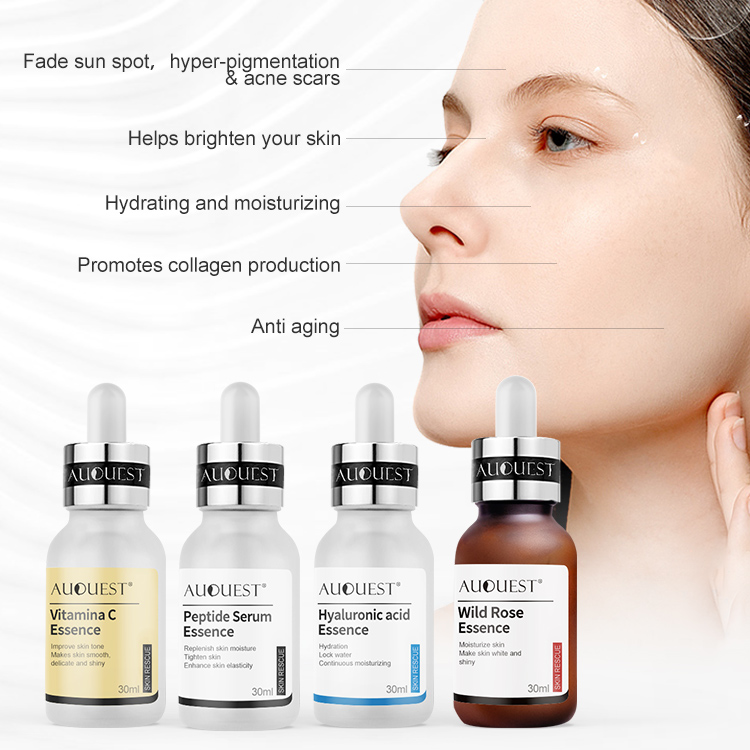 OEM Private Label Organic Moisturizing Pure Hyaluronic Vitamin C Facial Serum Collagen Copper Peptide Rose Face Essence