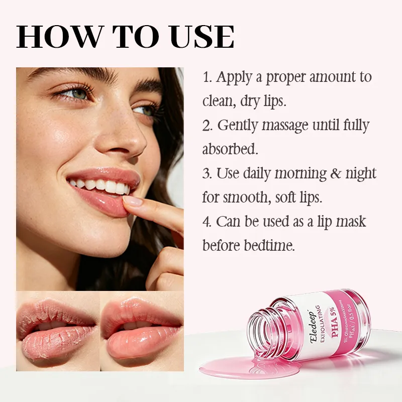 Custom Logo Advanced Rejuvenating Pha 5% Exfoliating Lip Brightening Serum Hydrating Overnight Lip Gentle Exfoliator Treatment