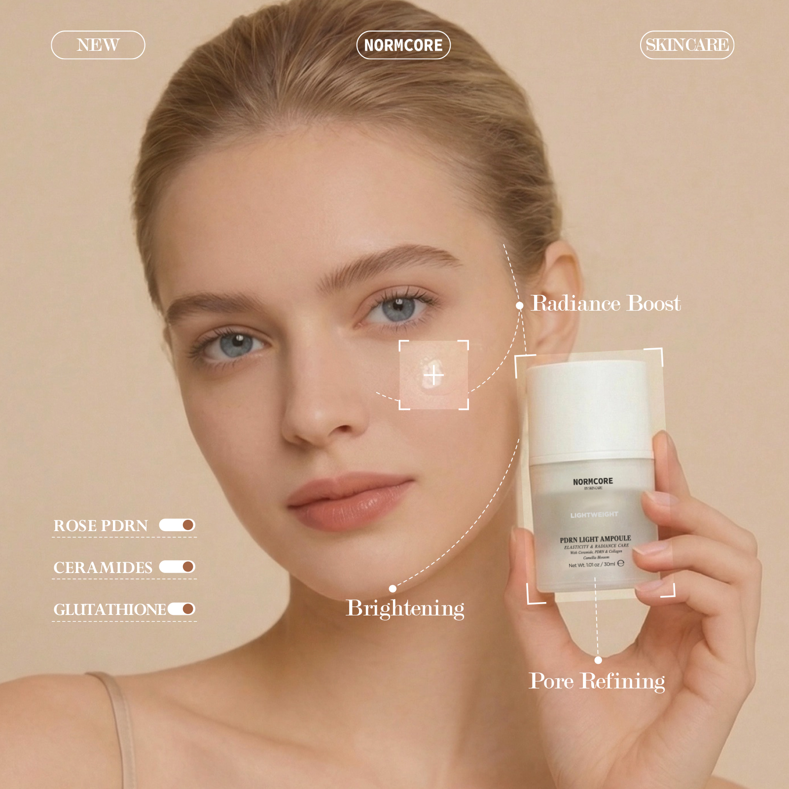 Wholesale Rose PDRN Light Brightening Skincare Ceramide Ampoule Face Serum