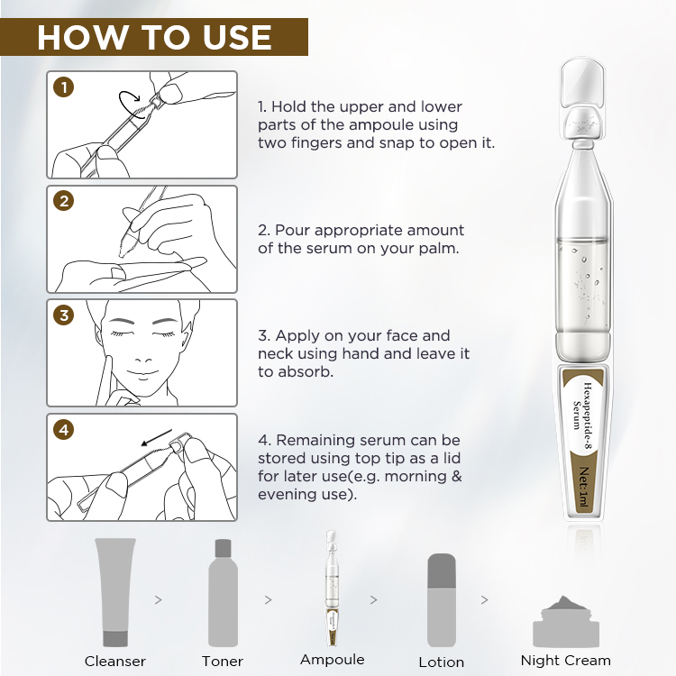 OEM ODM Wholesale Anti Aging Wrinkle Remove Fine Lines Six Peptide Firming Lifting Moisturizing Face Facial Serum Ampoules