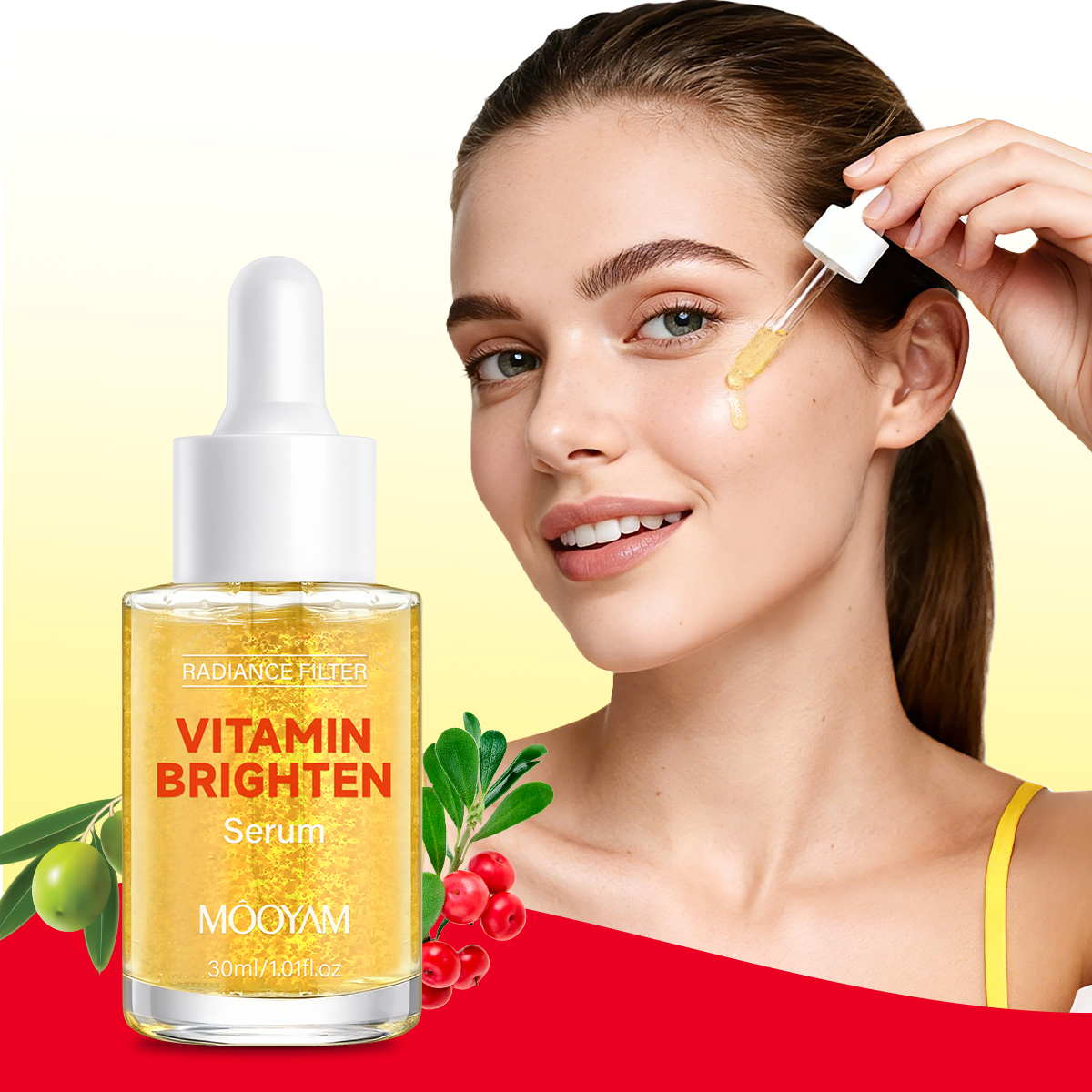 Private Label OEM Vitamin C Brighten Serum Hyaluronic Acid For Firm Skin Whitening Dark Spot/Freckle Fade For Face Serum 30ml