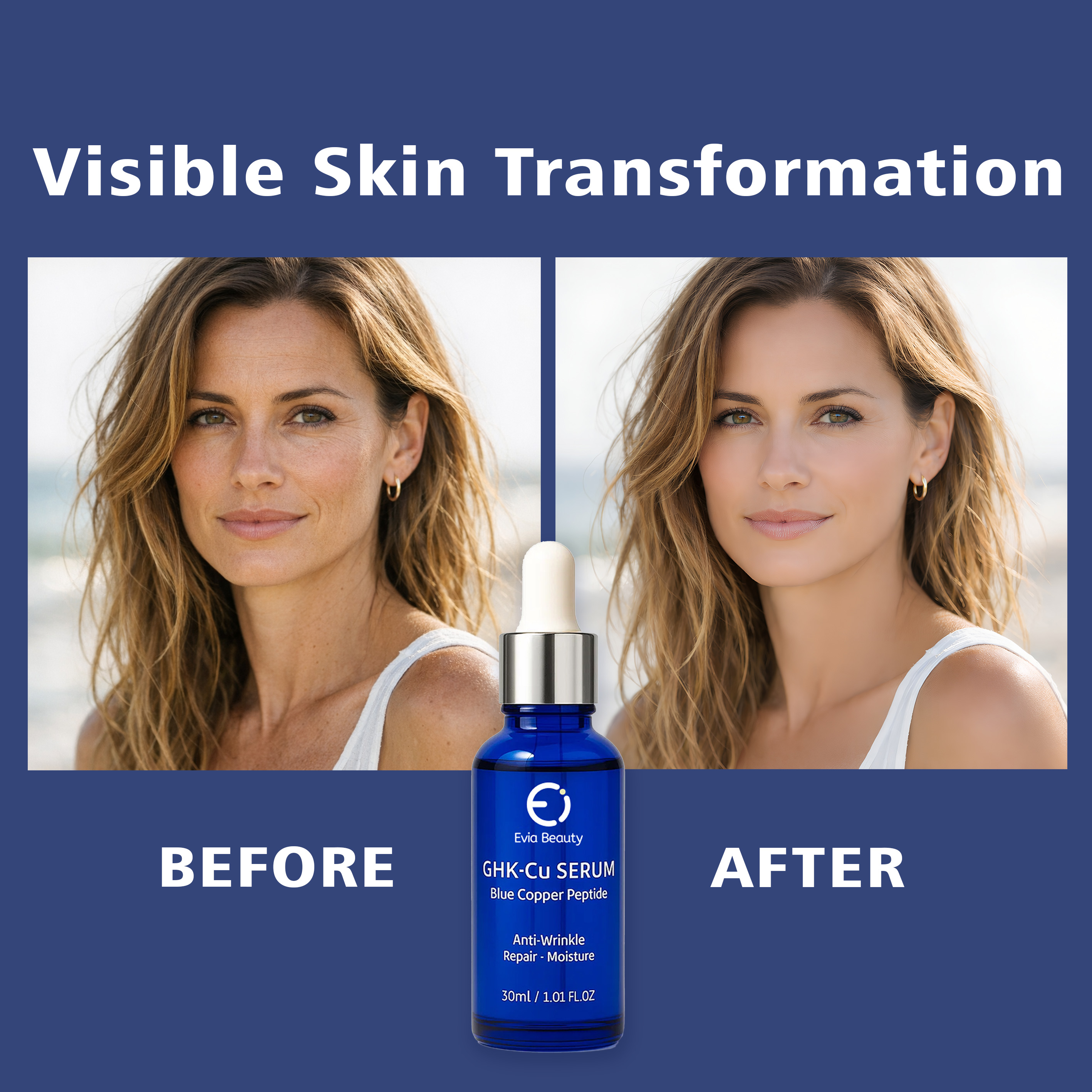 OEM/ODM GHK-Cu Blue Copper Peptide Face Serum Soothing Barrier Function Anti-Aging Antioxidant for for Sensitive Damaged
