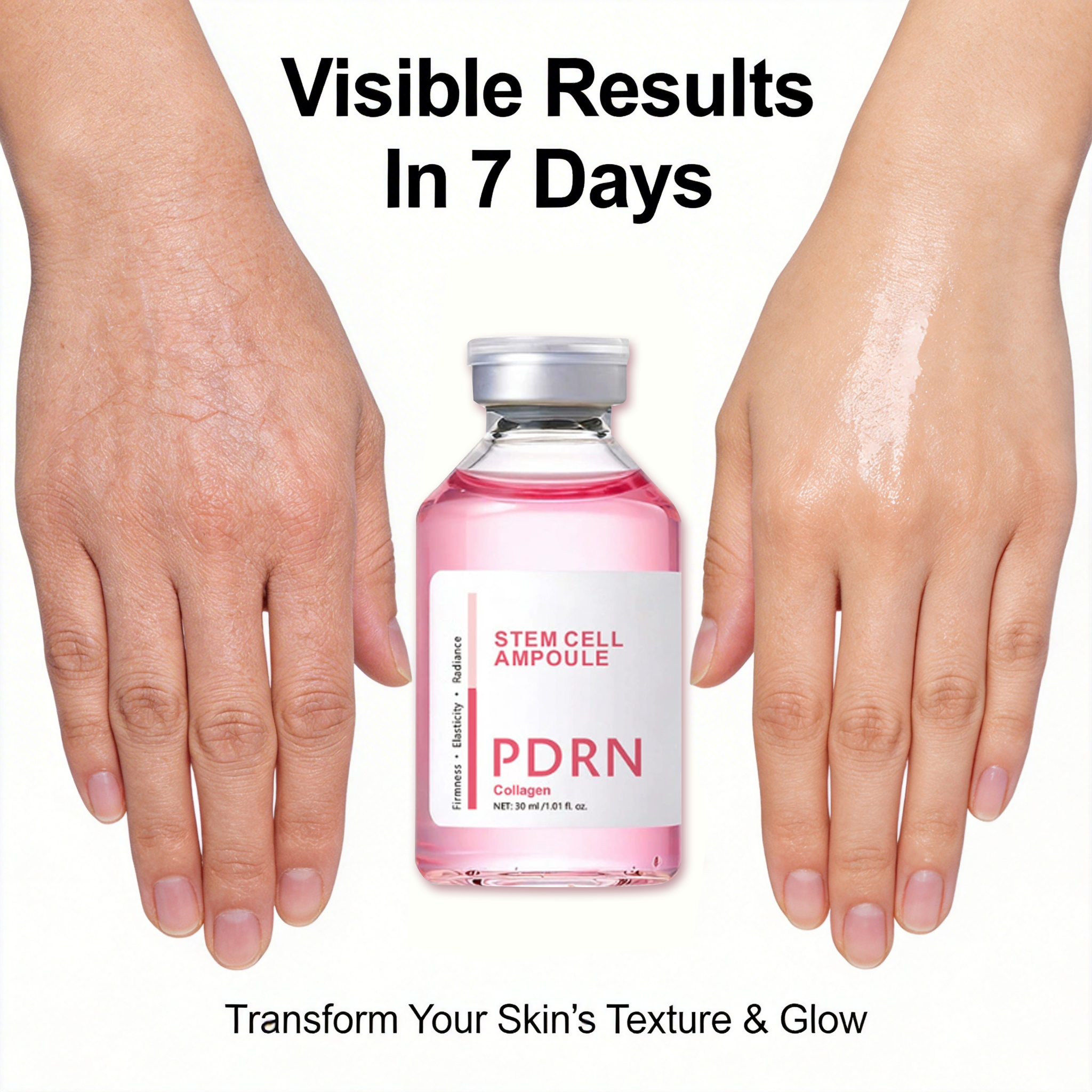 Collagen STEM Cell Serum Moisturizer with Hyaluronic Acid &amp; Vitamin C Anti-Wrinkle 30ml Liquid Face Pink