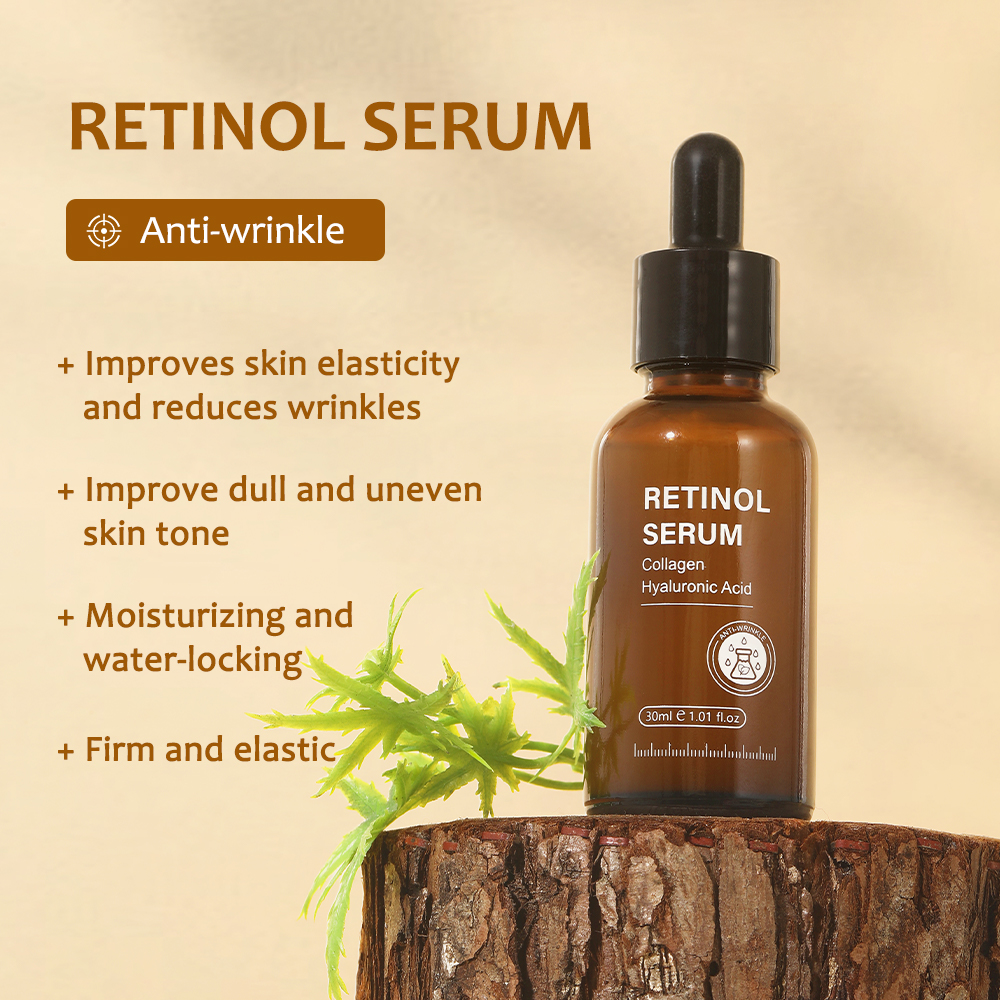 Retinol Collagen Hyaluronic Acid Facial Serum 30ml Anti Aging Skin Brightening Firming Wrinkle Reducing OEM Private Label