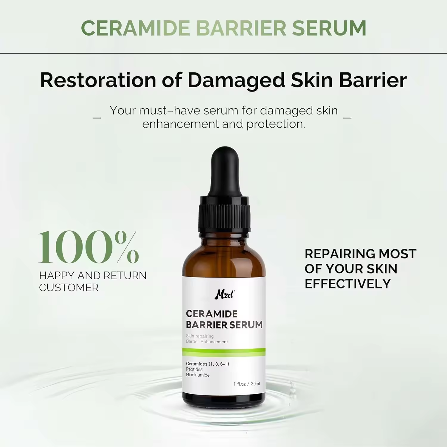 Ceramide Barrier Repair Serum Hydrating Calming Barrier Restoring Skin Facial Serum For All Skin Types