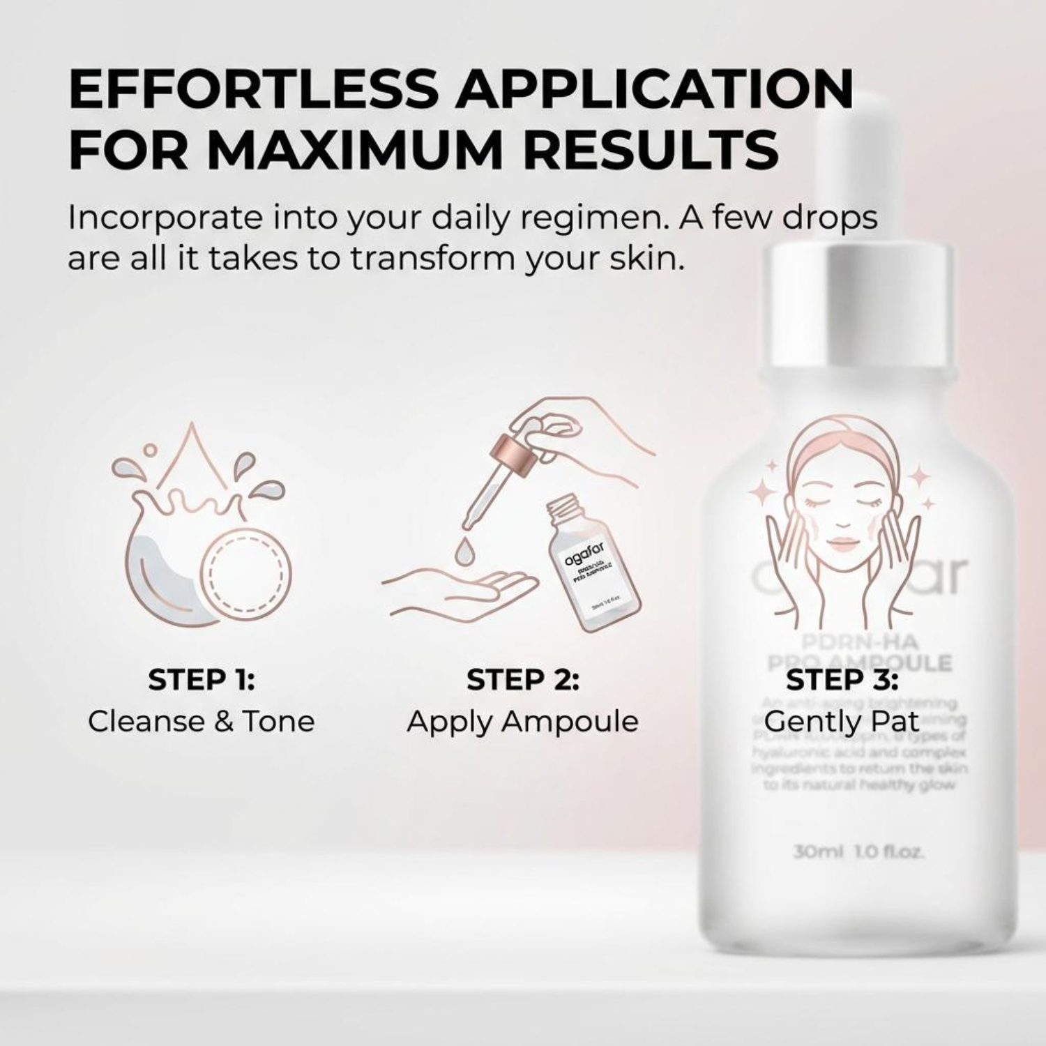 PDRN Salmon DNA 100% Pure 10000ppm Hyaluronic Acid Anti Aging Pore Shrinking Whitening Moisturizing Liquid Face Serum 30ml