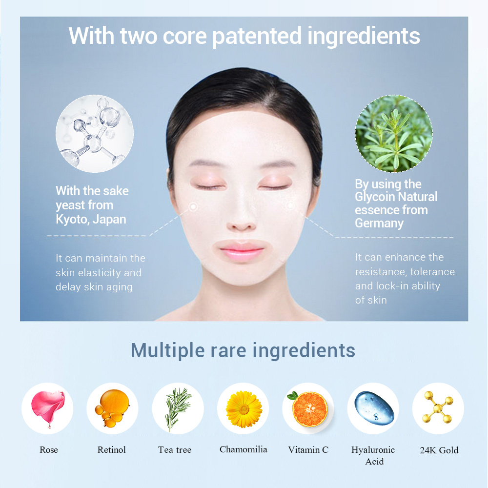 BREYLEE Natural Serum Skincare Face Mask Hydrating Anti Aging Whitening Acne Facial Mask Sheet 7 Type