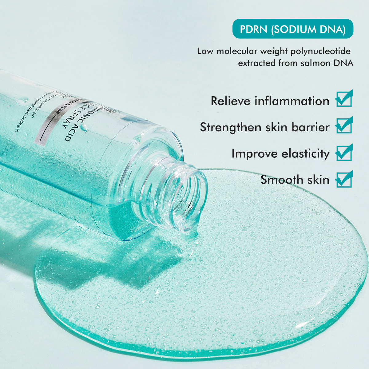 PDRN Collagen Glow Facial Serum Spray Hydrating Face Mist Hyaluronic Acid Dewy Glass Finish Instant Plumping KoreanSerum Spray