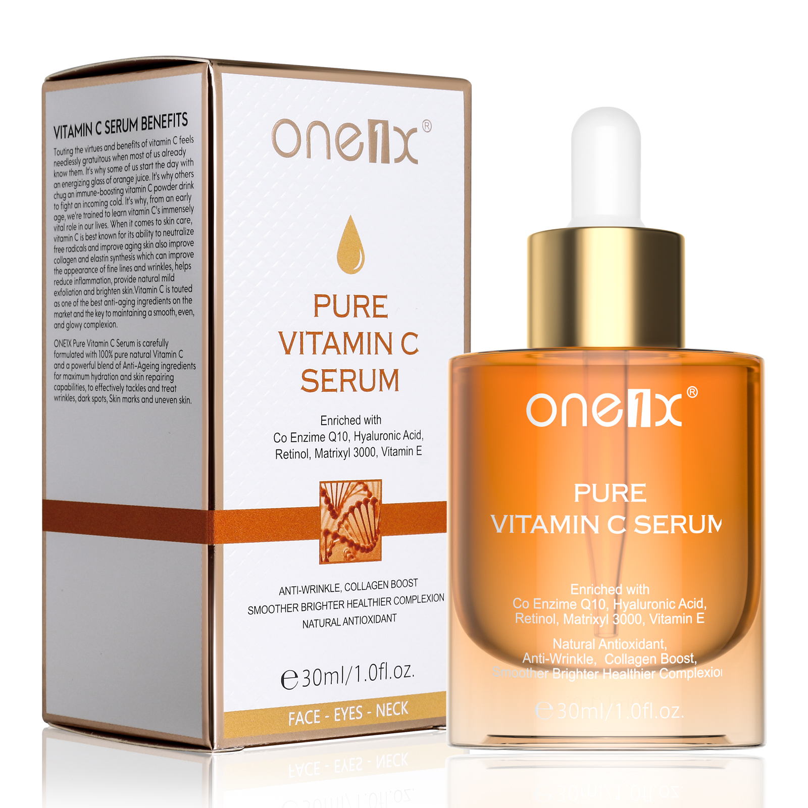 ONE1X High Quality Facial Skin Care Vitamin C Serum Hydrating Nourishing Anti Wrinkle Skin Smoother Brighter Face Serum