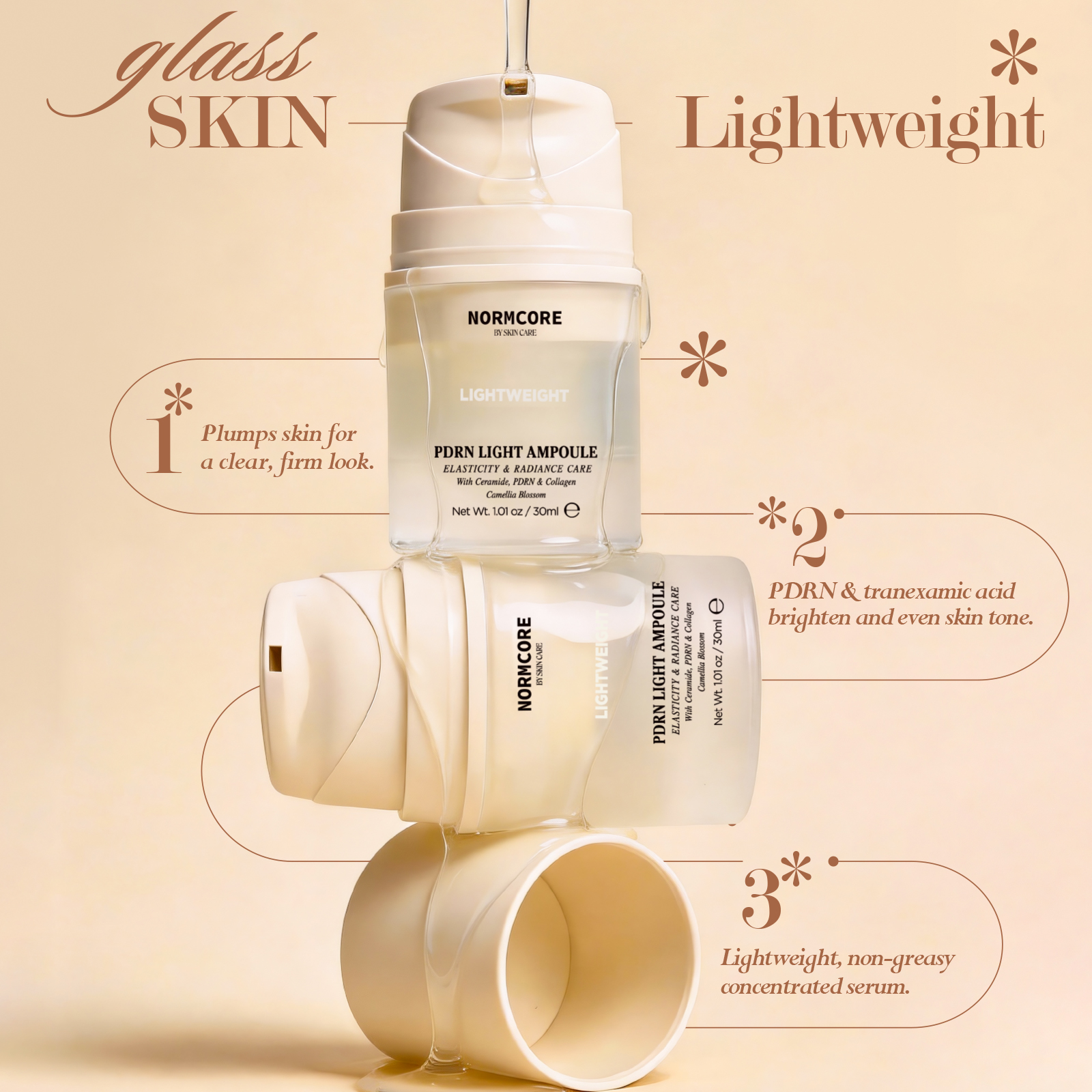 Wholesale Rose PDRN Light Brightening Skincare Ceramide Ampoule Face Serum