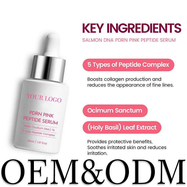OEM ODM C-PDRM Pink Peptide &amp; Hyaluronic Acid Serum for Face Lightweight Whitening Anti-Wrinkle and Anti-Aging Features