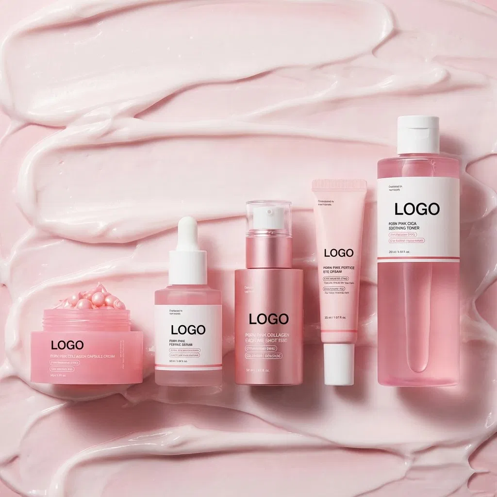 Targeted Repairing Firming Brightening Renewed Healthier Glowing Radiant Pdrn Pink Collagen Peptide Routine Skin Rebuilding Facial Cream Serum Set