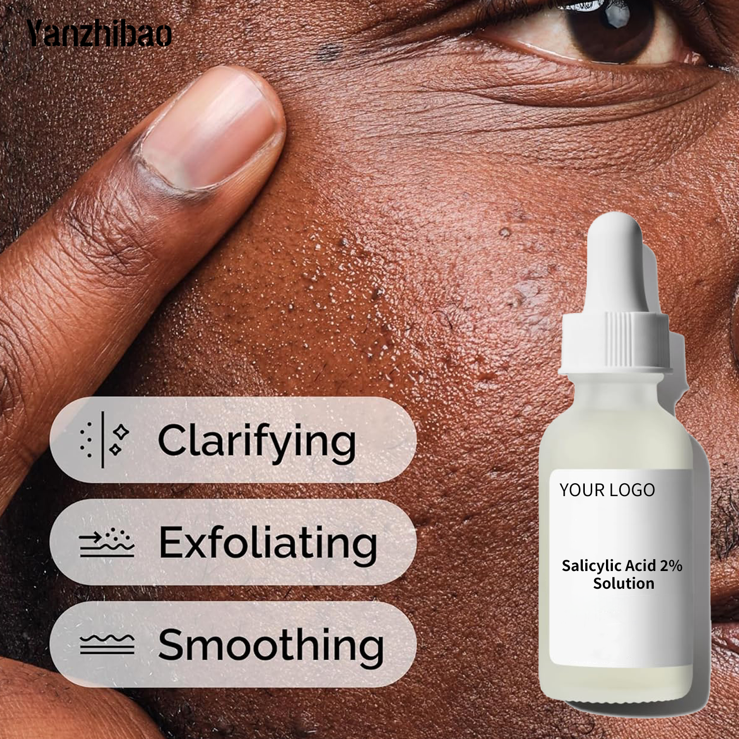 Private Label 2% Salicylic Acid Face Serum-Acne-Fighting Pore-Clearing Formula for Oily/Blemish-Prone Skin Fragrance-Free