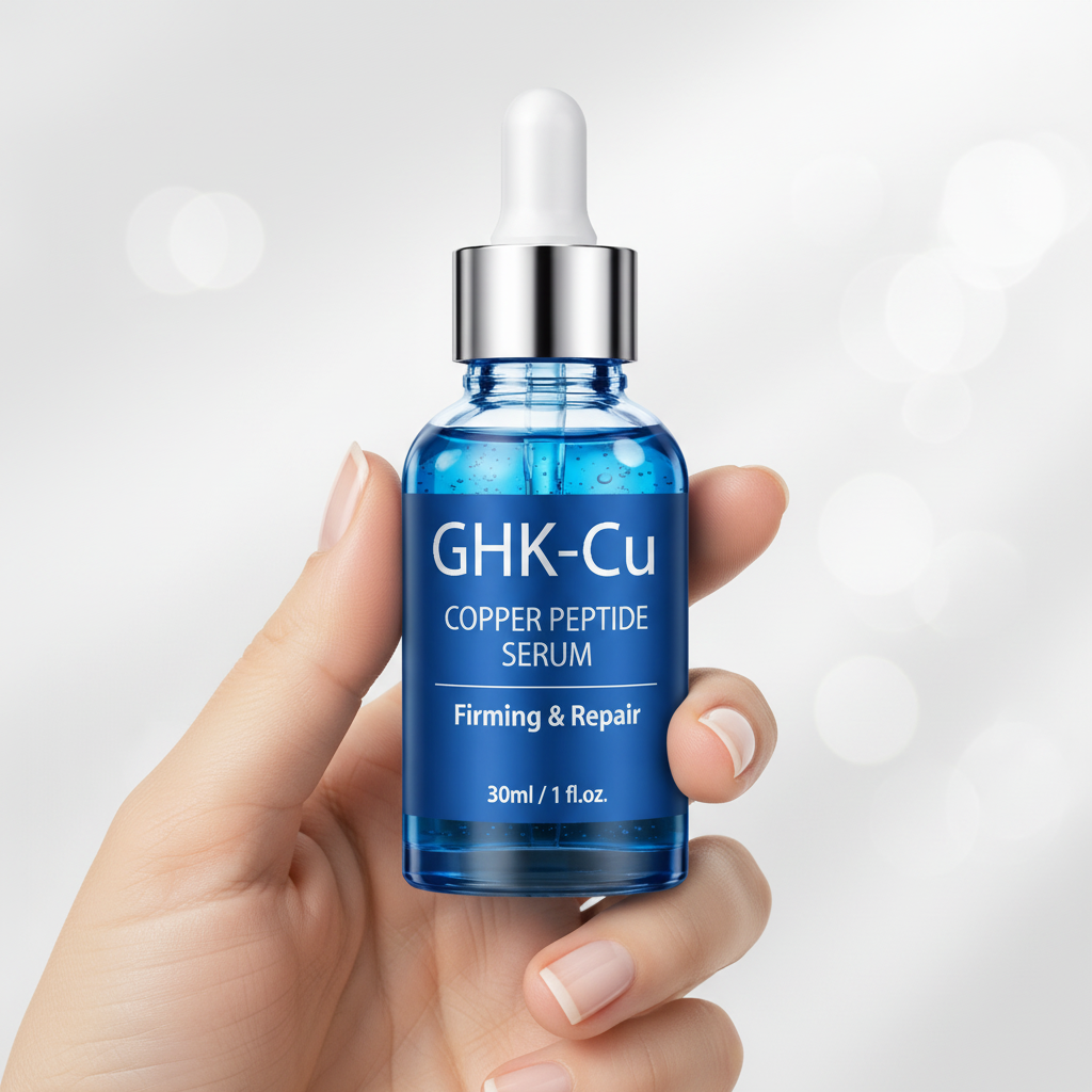 GHK Cu Copper Peptide Face Serum Anti Aging Firming Repair Collagen Boost Hydrating Private Label OEM ODM Skincare